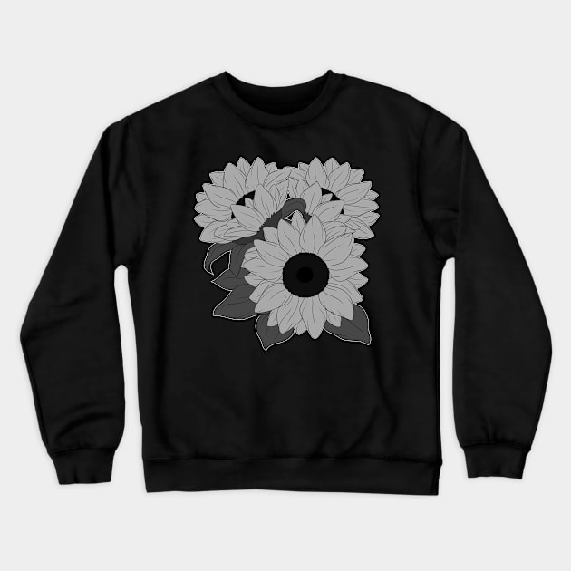 Simple Sunflowers - Grayscale Crewneck Sweatshirt by leashonlife